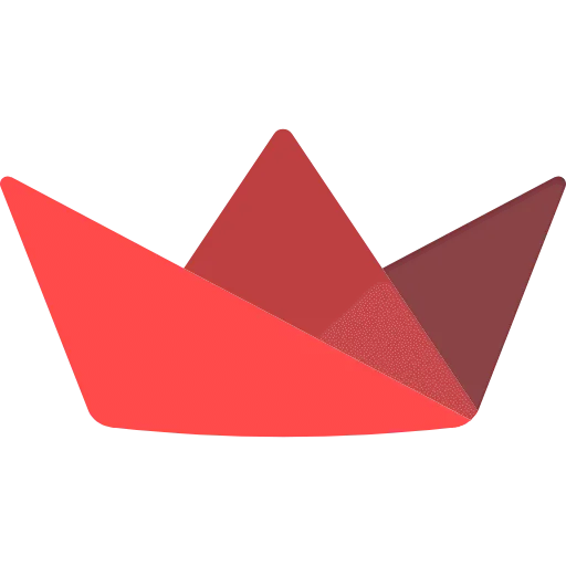 Bateau en papier rouge sur fond blanc